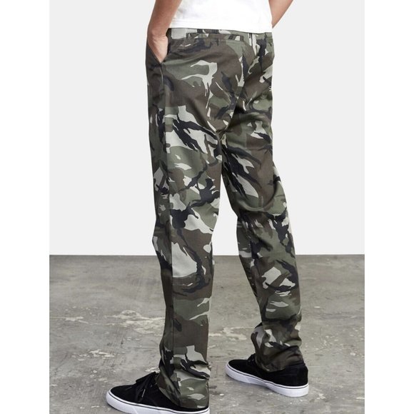 $50 RVCA Boy’s Weeday Stretch Pants Straight Fit Army Camo Jeans Size 28 - Picture 4 of 6